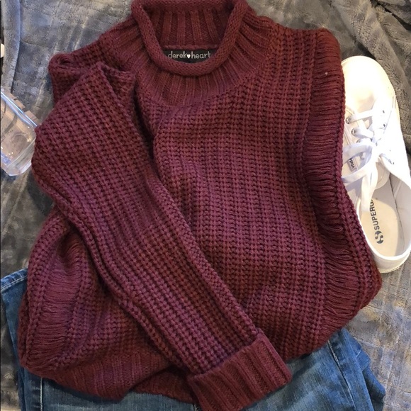 Derek Heart Sweaters - Burgundy mock neck sweater